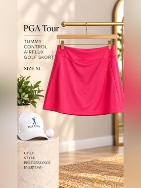 PGA Tour Tummy Control Airflux Punch Pink Golf Skort Size XL